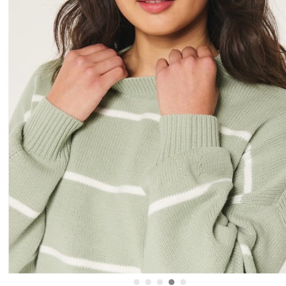 Hollister Sage Green Striped Knit Sweater